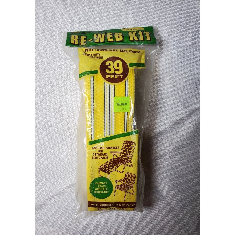 Vintage WELLINGTON Nylon Webbing Lawn Chair‎ Re-Web Kit 39' Canary Yellow-NOS